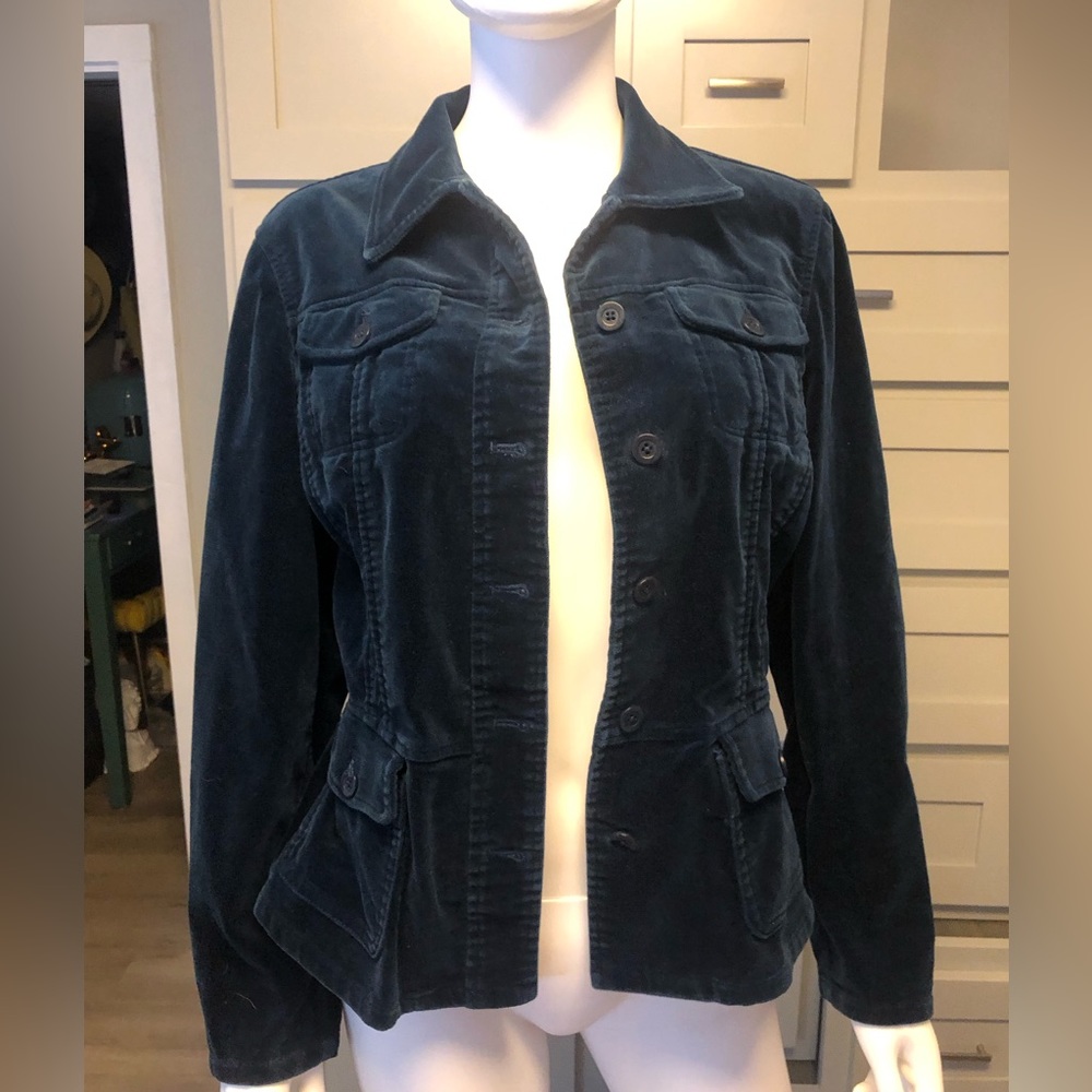 Size medium Jones New York dark turquoise velvet jacket